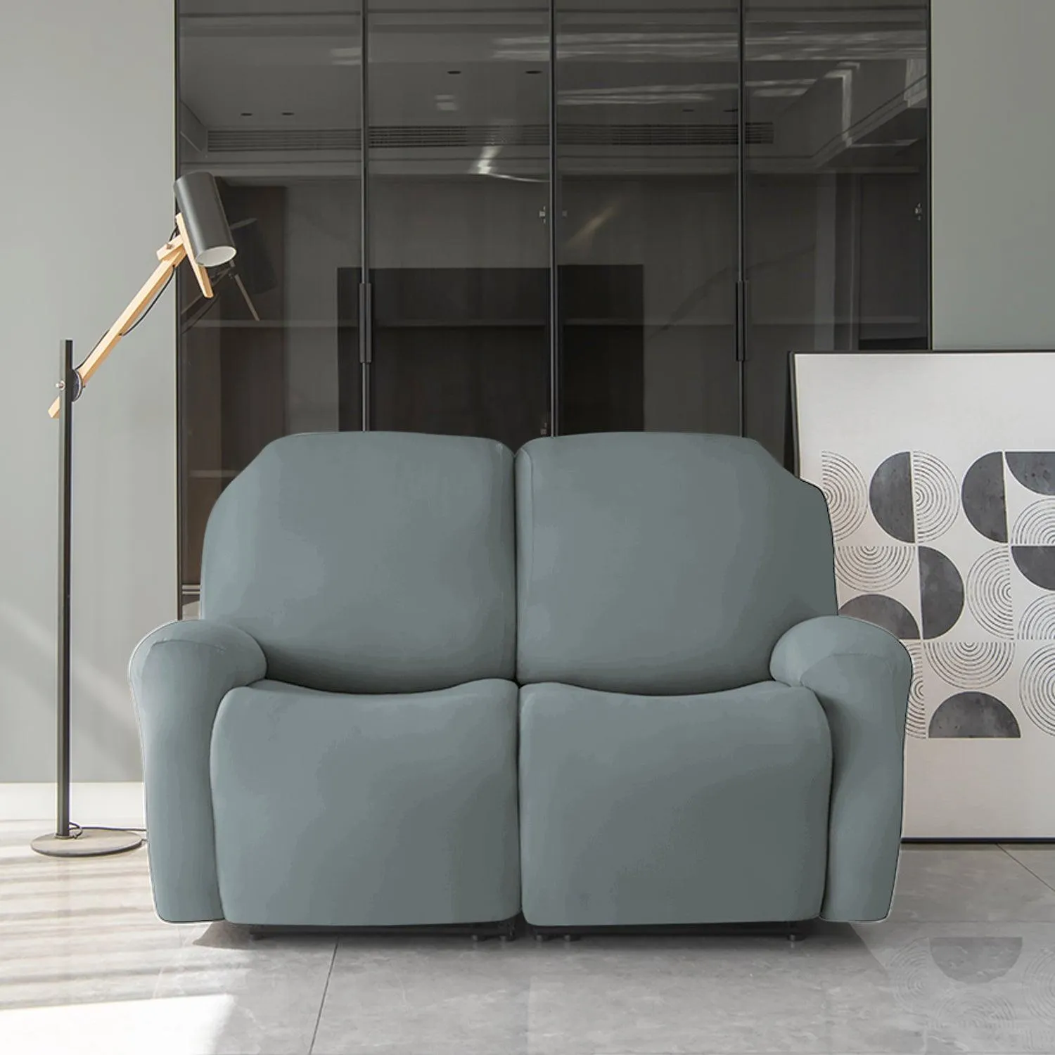 Elastic Stretchable Recliner Sofa Cover, Smokey Grey