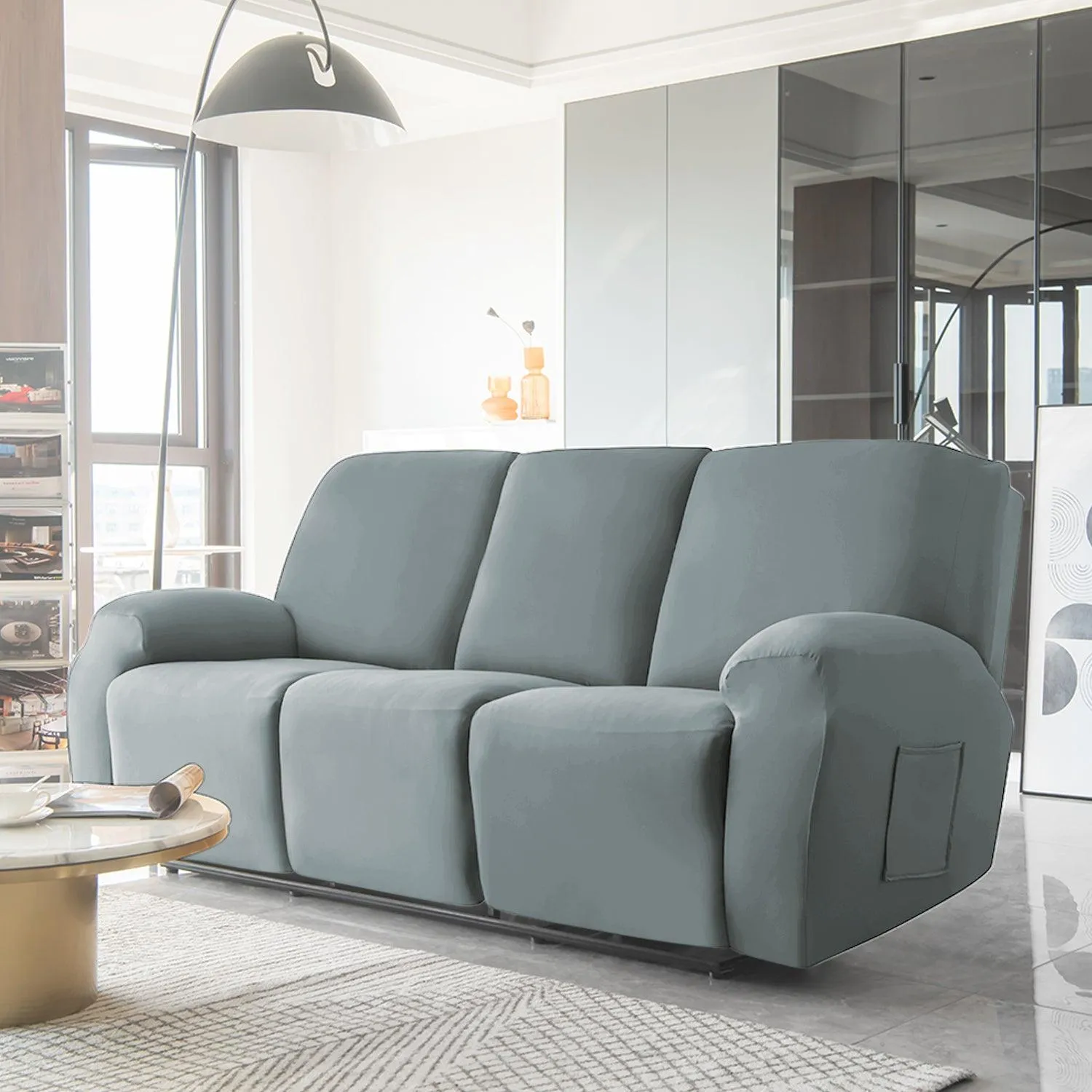 Elastic Stretchable Recliner Sofa Cover, Smokey Grey