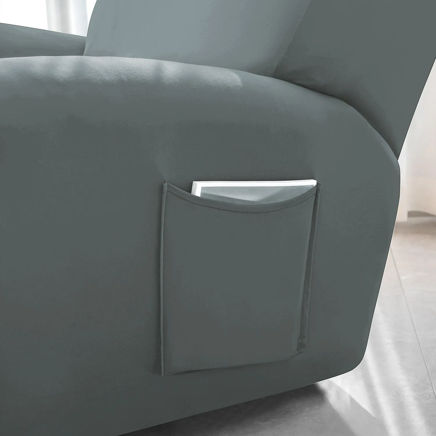 Elastic Stretchable Recliner Sofa Cover, Smokey Grey