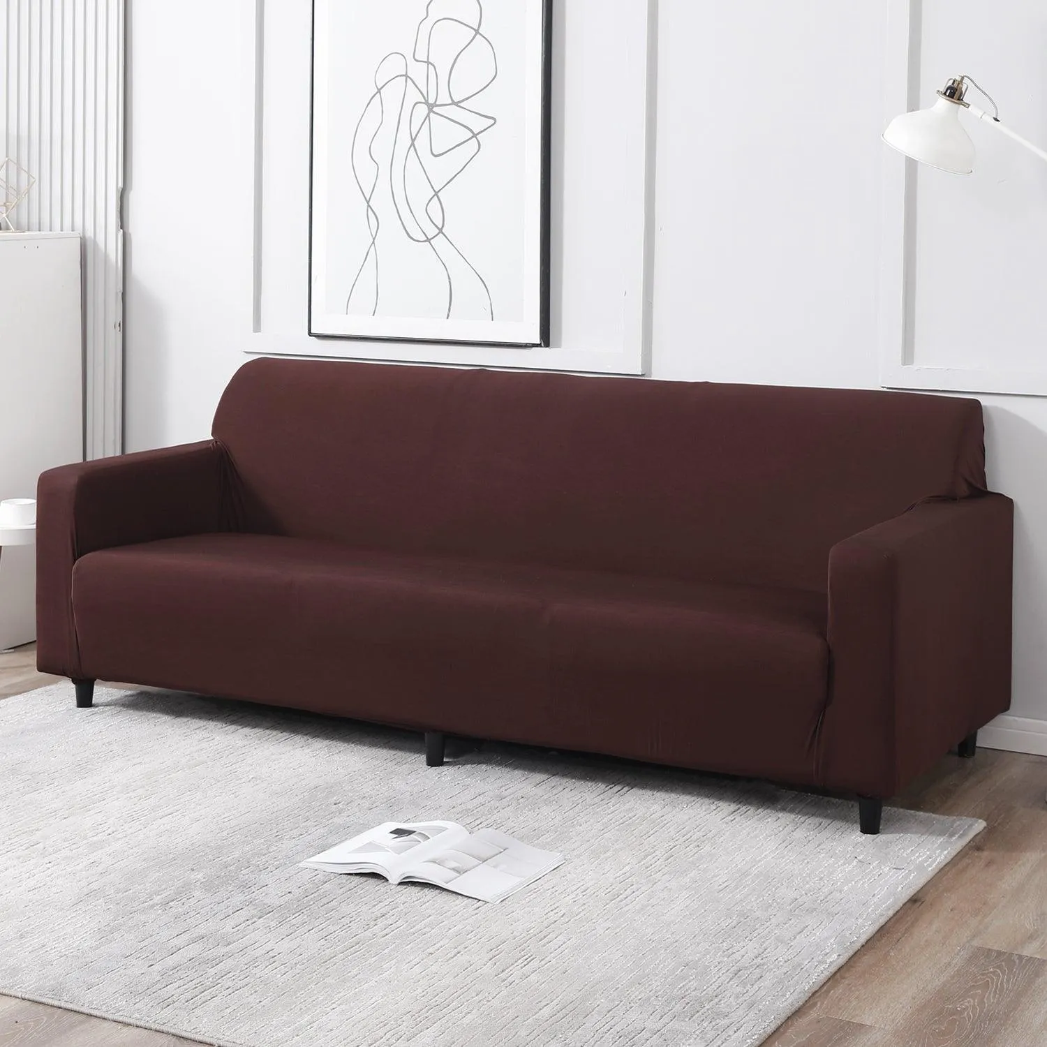 Elastic Stretchable Sofa Cover, Chocolate Brown