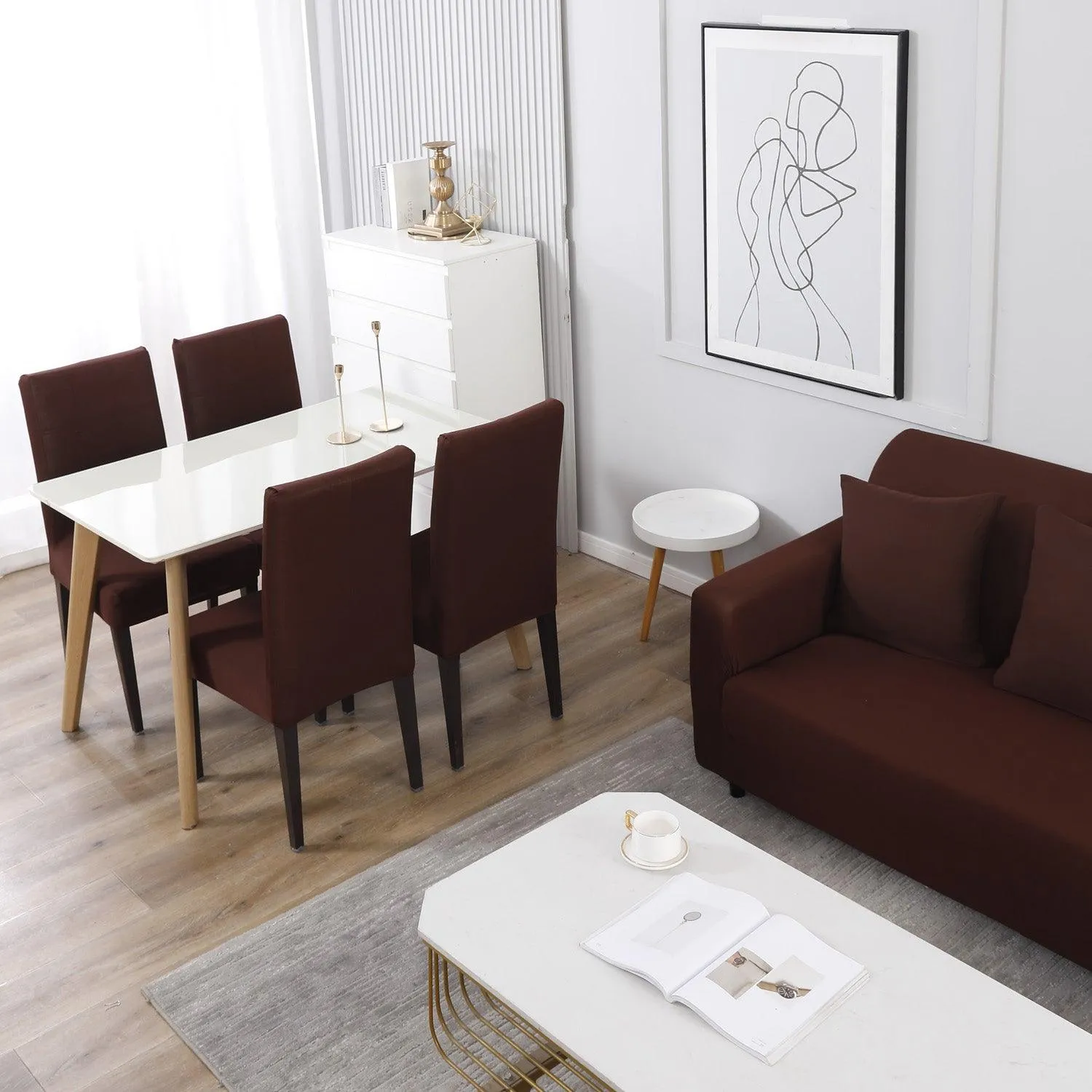 Elastic Stretchable Sofa Cover, Chocolate Brown