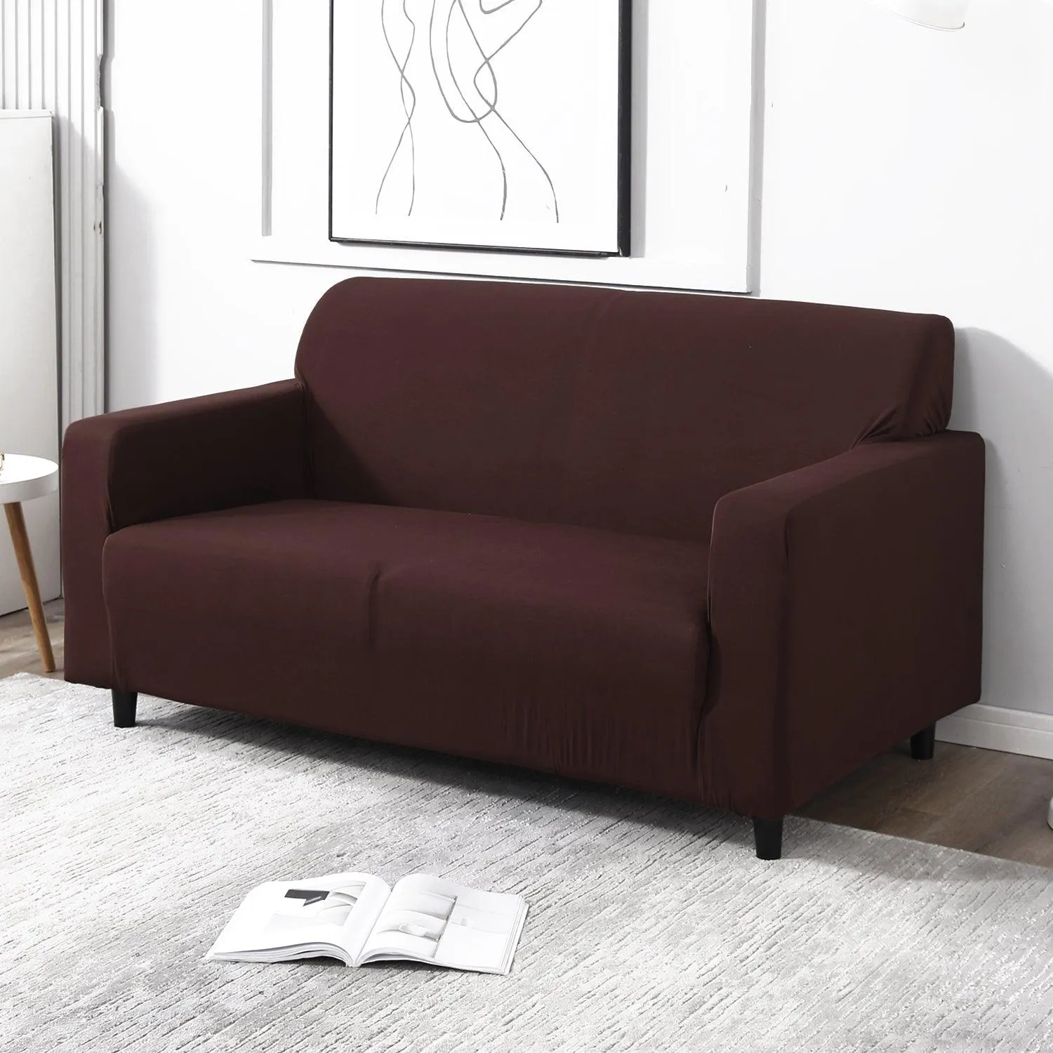 Elastic Stretchable Sofa Cover, Chocolate Brown
