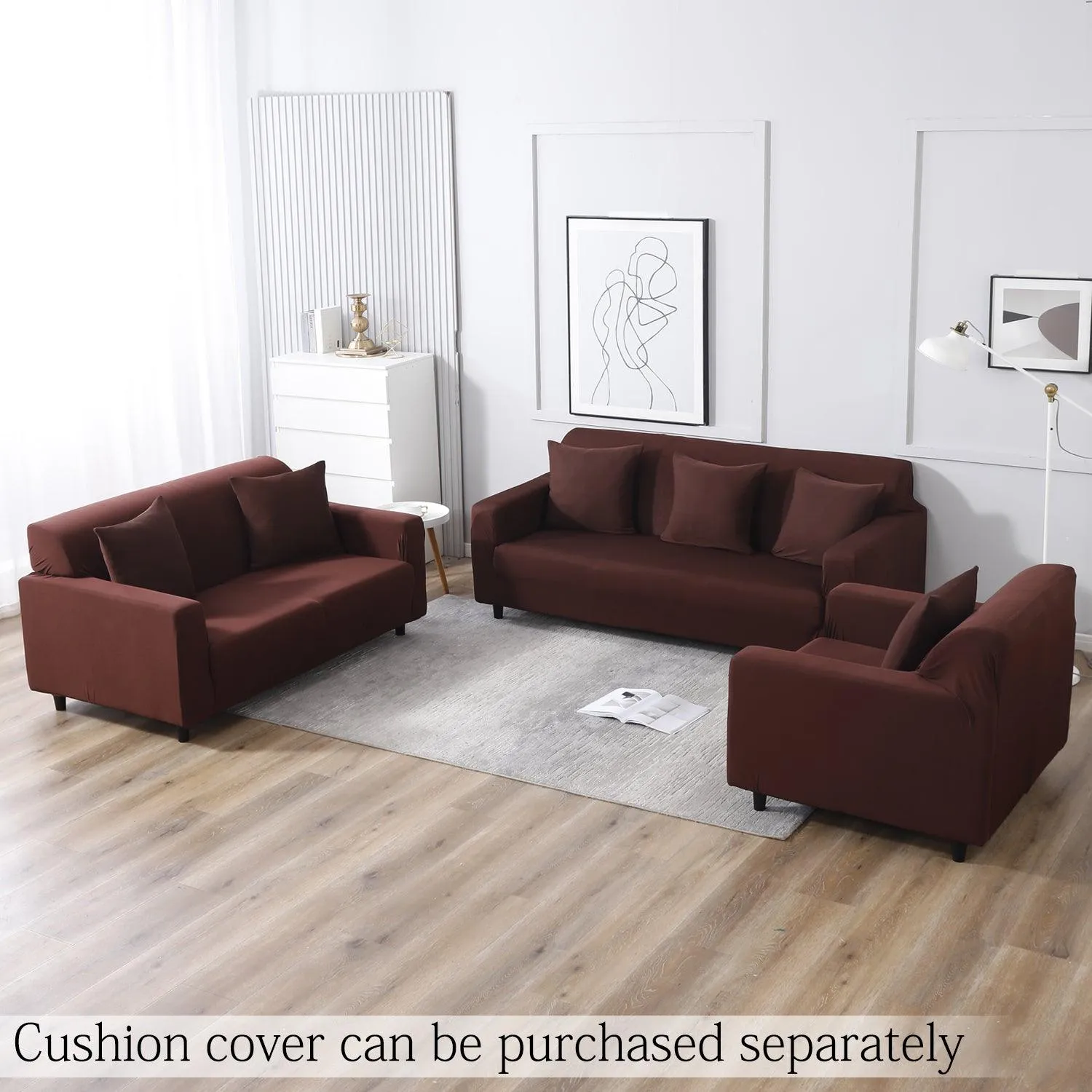 Elastic Stretchable Sofa Cover, Chocolate Brown