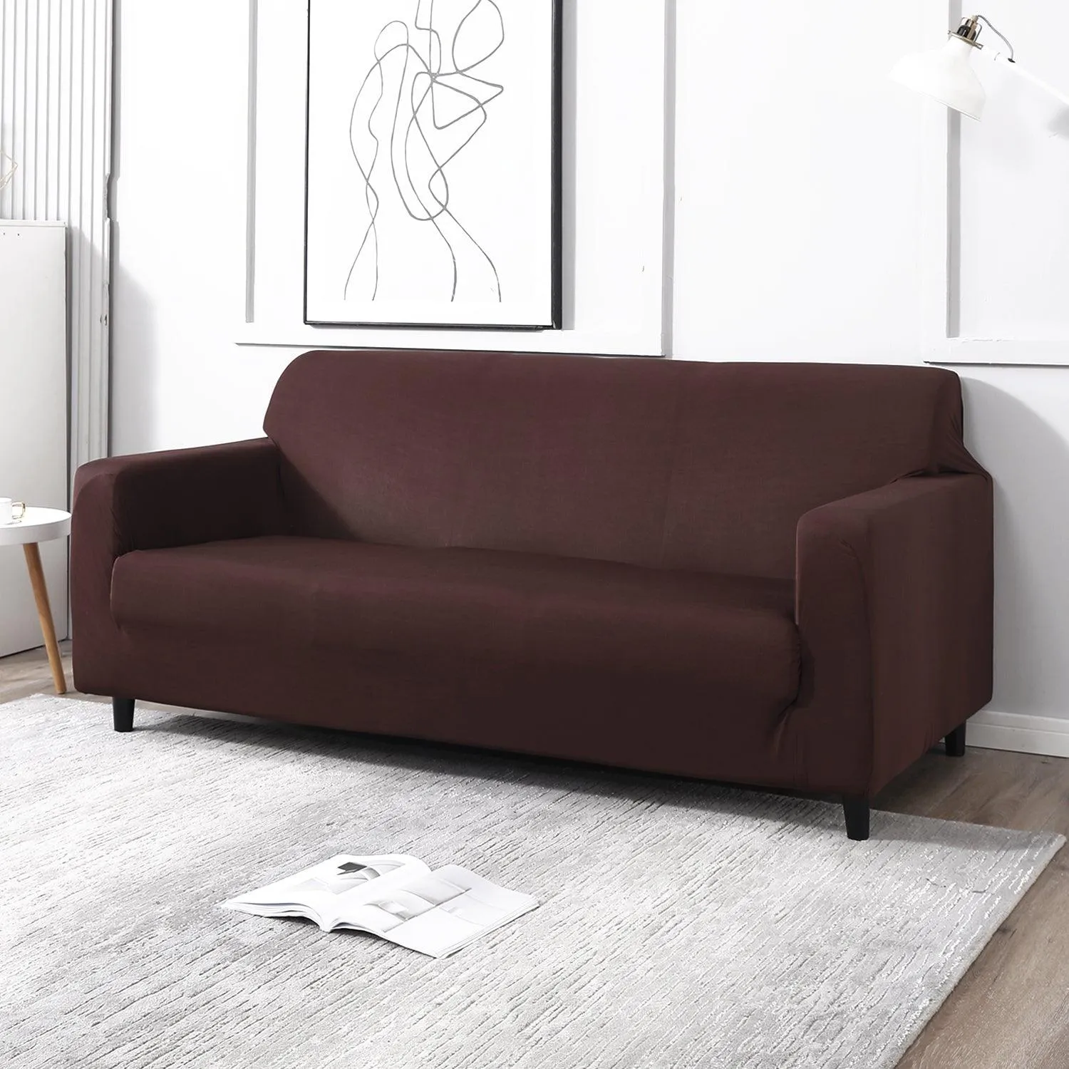 Elastic Stretchable Sofa Cover, Chocolate Brown