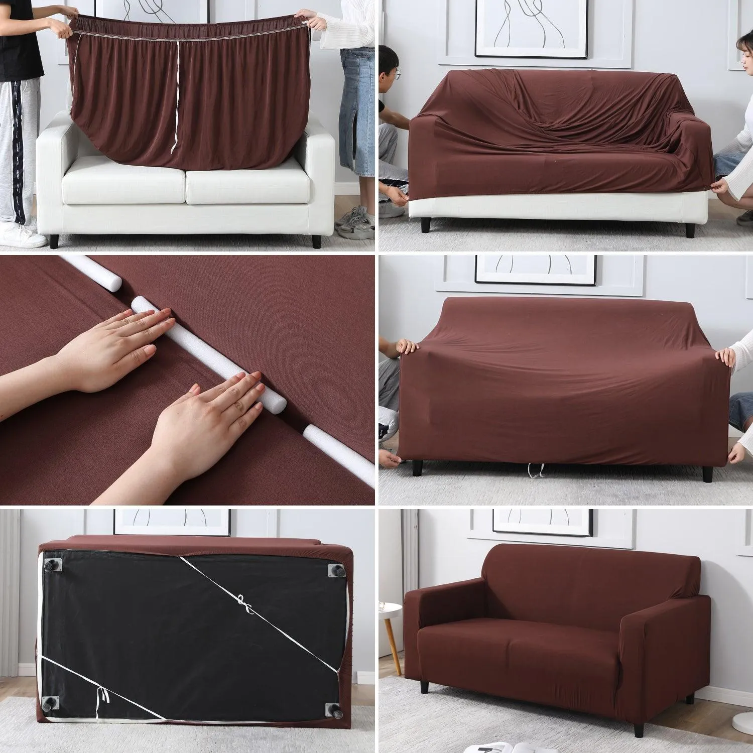 Elastic Stretchable Sofa Cover, Chocolate Brown