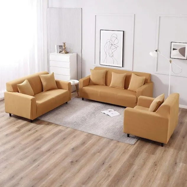 Elastic Stretchable Sofa Cover, Sand Brown