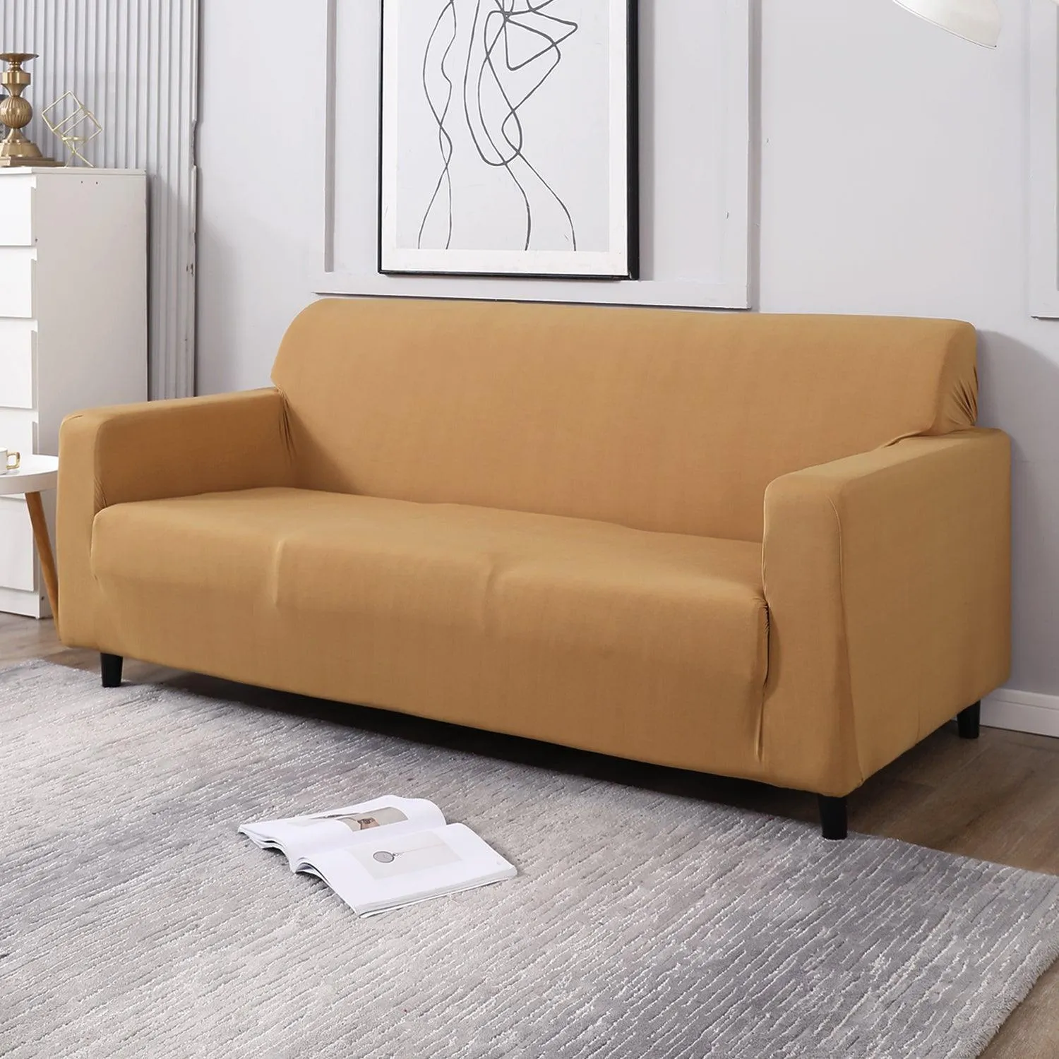 Elastic Stretchable Sofa Cover, Sand Brown