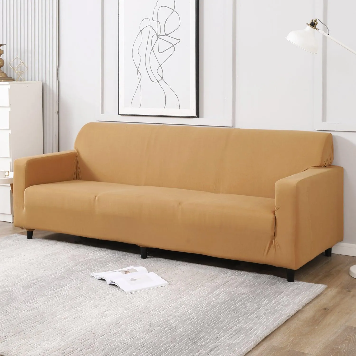 Elastic Stretchable Sofa Cover, Sand Brown