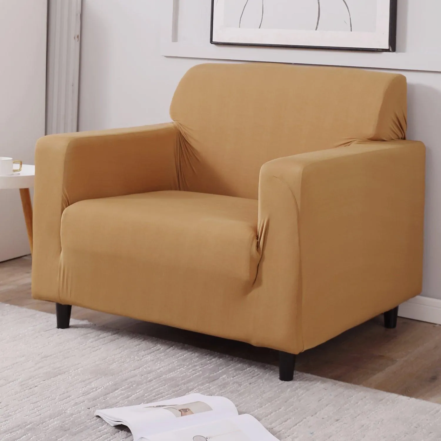 Elastic Stretchable Sofa Cover, Sand Brown