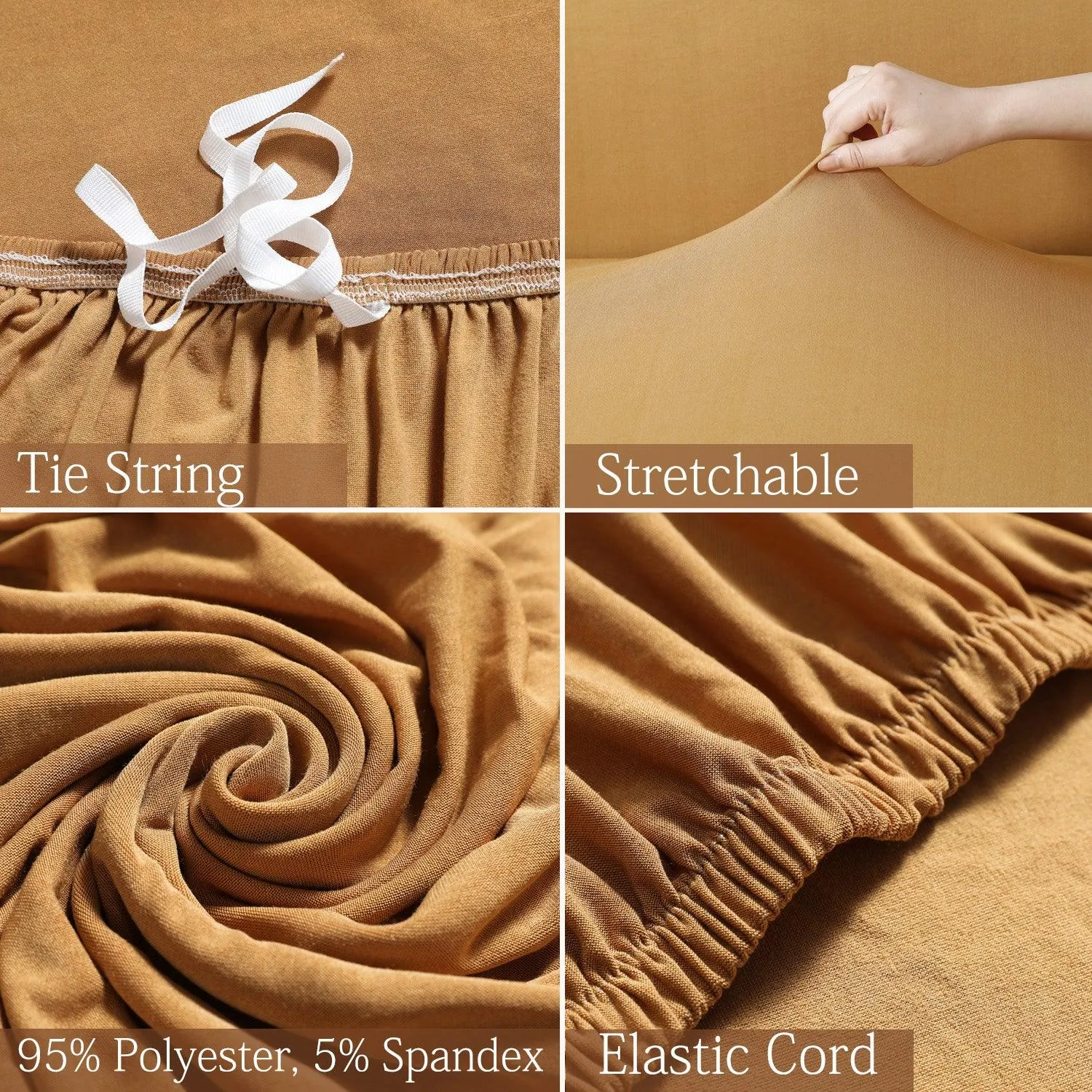 Elastic Stretchable Sofa Cover, Sand Brown
