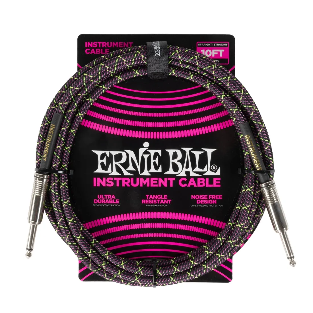 Ernie Ball 6427EB 1/4 to 1/4 Straight Braided Cable (Purple Python) - 10'