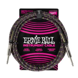 Ernie Ball 6427EB 1/4 to 1/4 Straight Braided Cable (Purple Python) - 10'