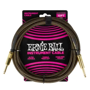 Ernie Ball 6428EB 1/4 to 1/4 Straight Braided Cable (Pay Dirt) - 10'