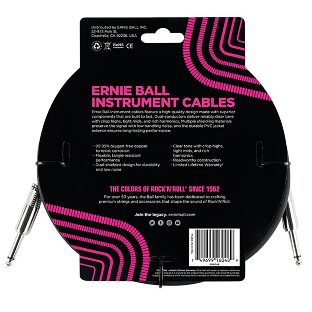 Ernie Ball E6048 - Instrument Cable 10" S/S - Black | Cables | P06048
