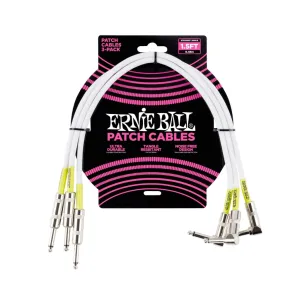 Ernie Ball E6056 1.5' Straight/Angle Patch Cable 3-Pack - White | Instrument Cables | P06056
