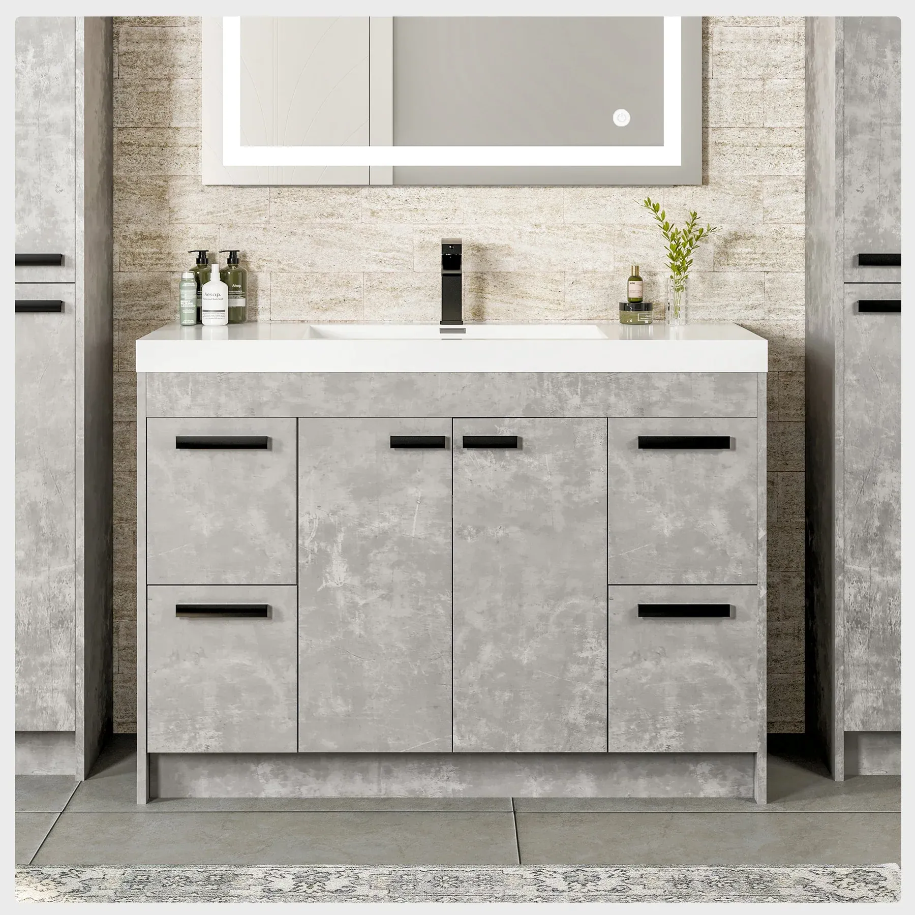 Eviva Lugano 42" Bathroom Vanity Single Sink Integrated and Acrylic Countertop New