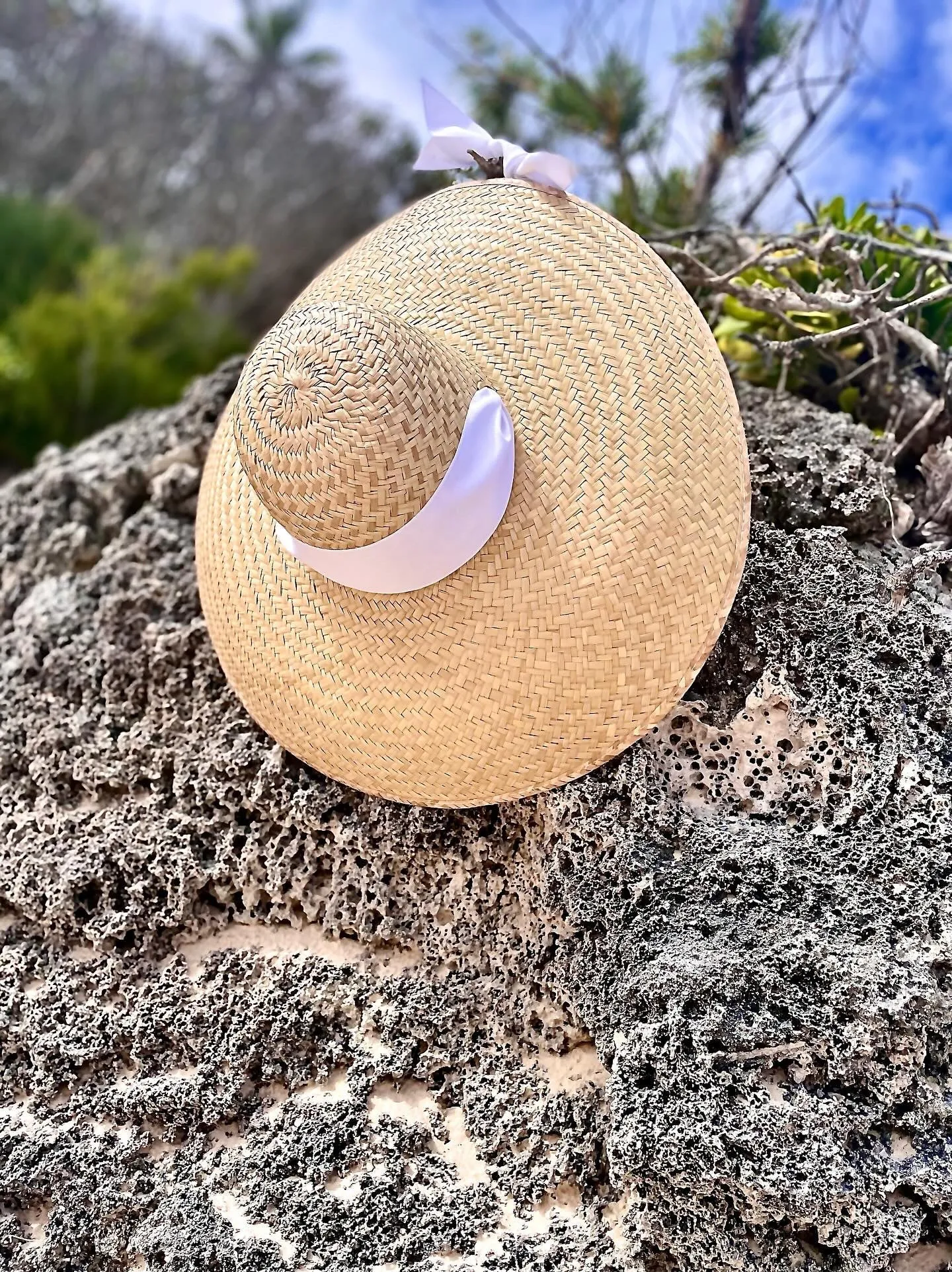 Geranium Sun Hat - Long Red Grosgrain Ribbon