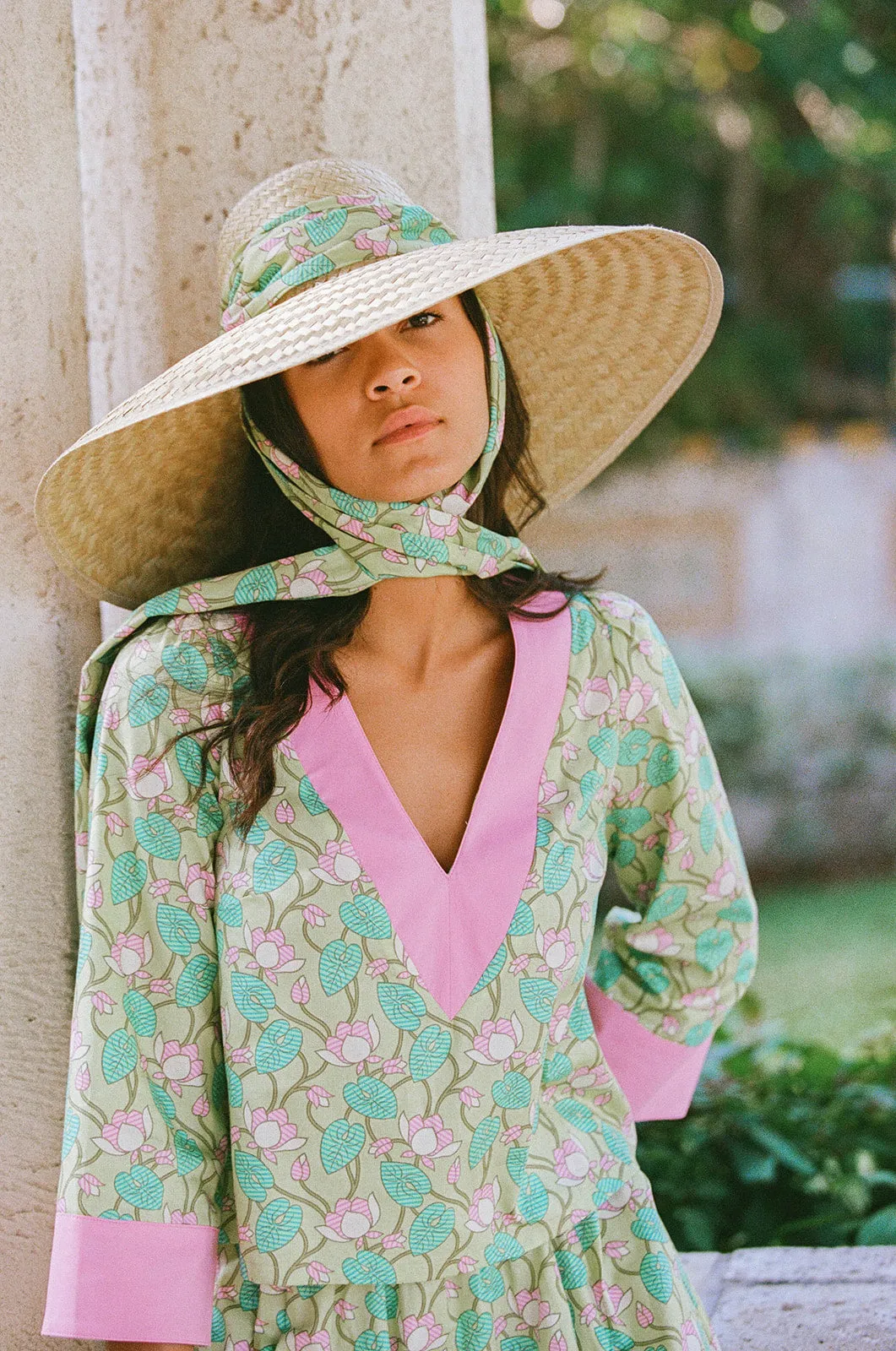 Geranium Sun Hat - Long Red Grosgrain Ribbon
