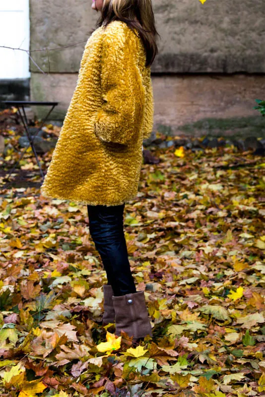 Golden Reversible  Faux Fur Coat