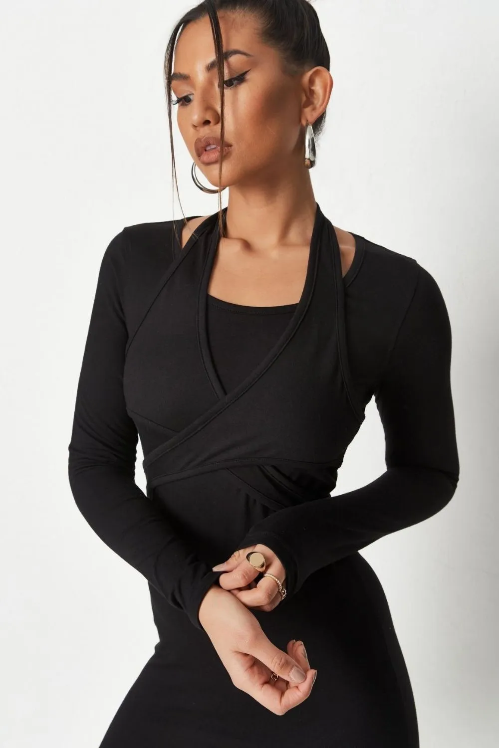 Halter Necklined In The Front Black Mini Dress