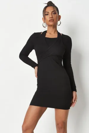Halter Necklined In The Front Black Mini Dress