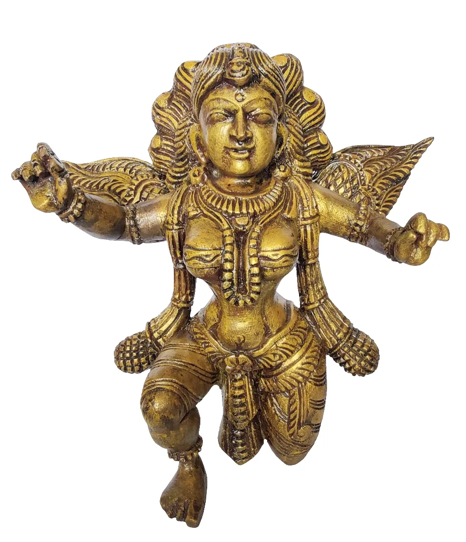 Home Decor Ornament. Handcrafted South Indian Wooden Angel Sculpture.