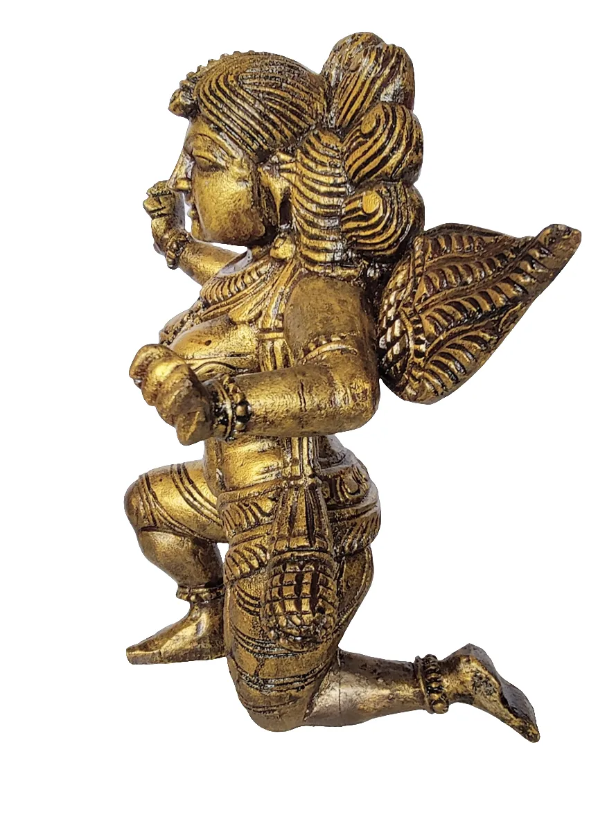 Home Decor Ornament. Handcrafted South Indian Wooden Angel Sculpture.