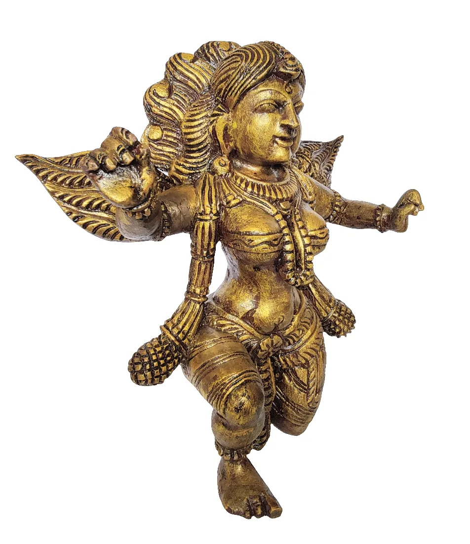 Home Decor Ornament. Handcrafted South Indian Wooden Angel Sculpture.
