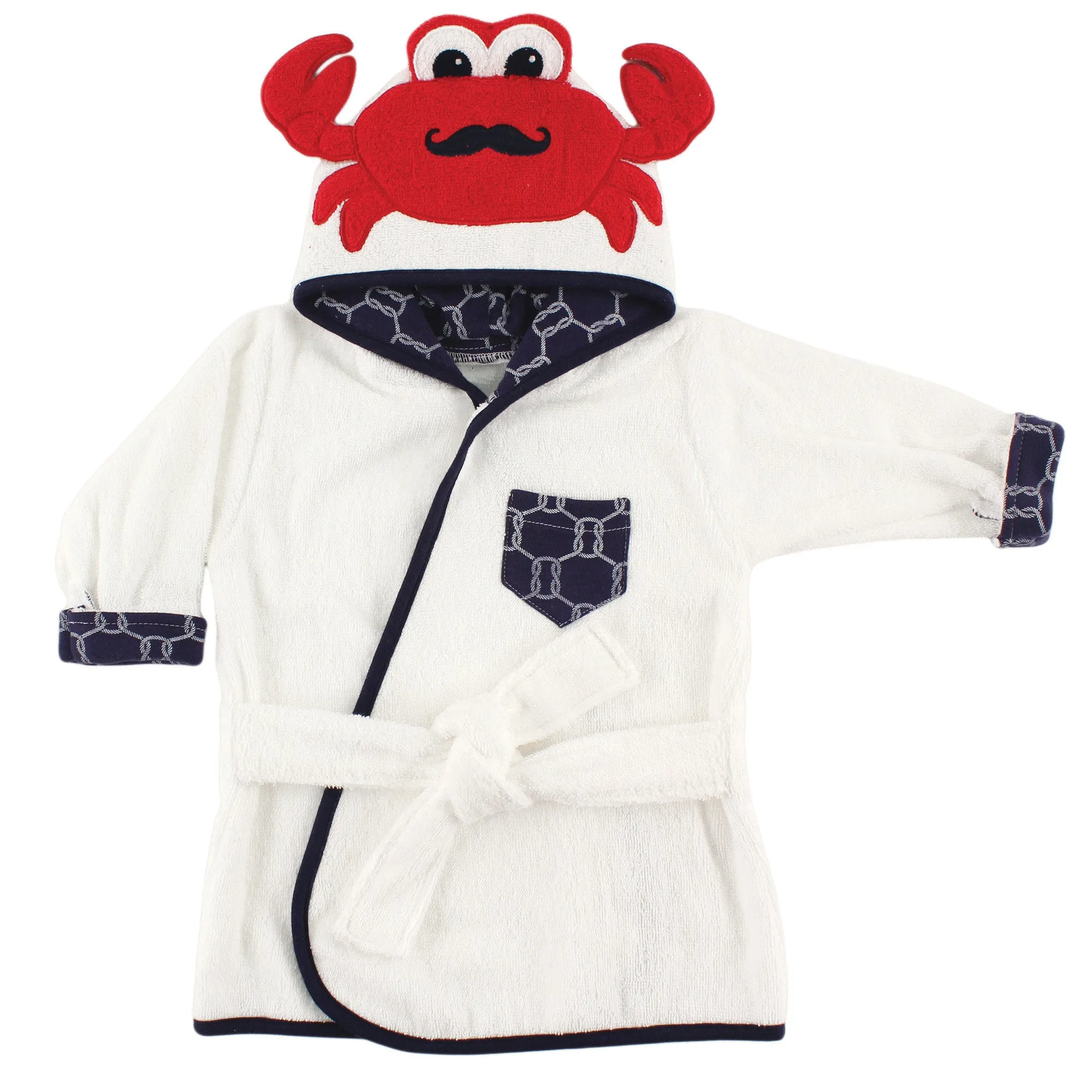 Hudson Baby Cotton Animal Face Bathrobe, Mr. Crab