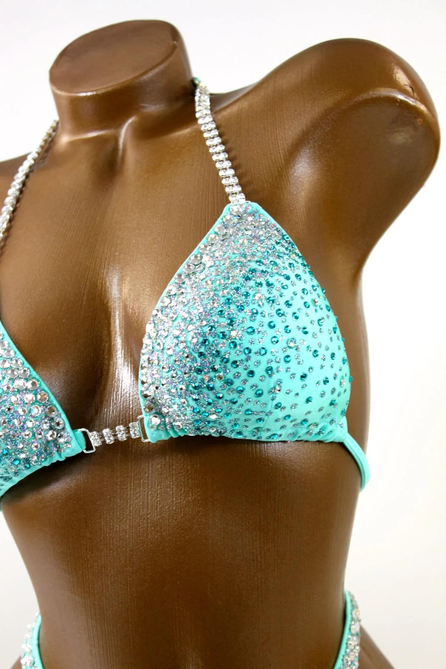 Light Mint Satin Figure Competition Suit