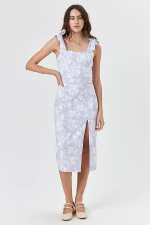 Lilac Floral Slim Midi Dress