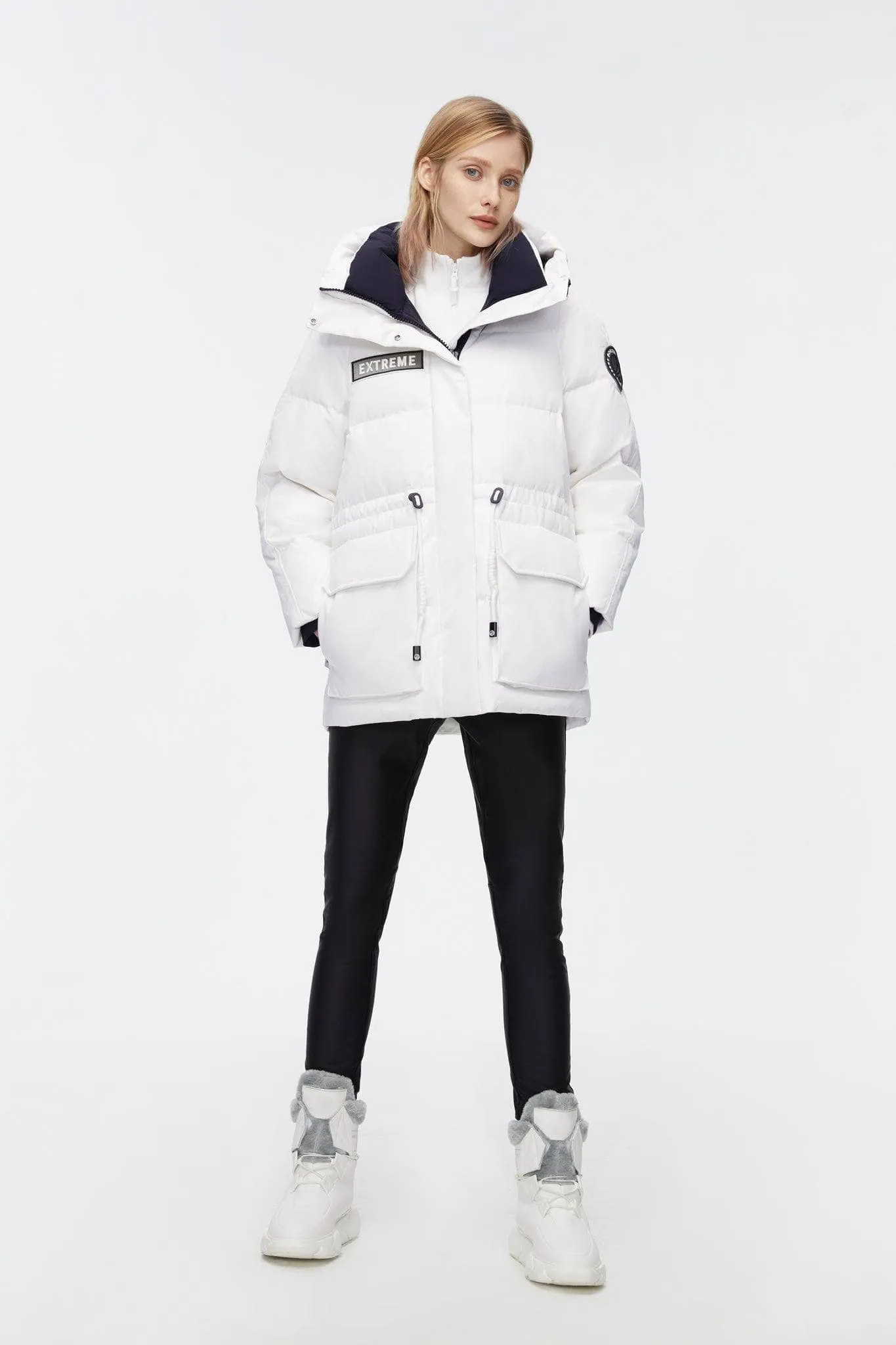 Mid-Length Goose Down Jacket With Hood