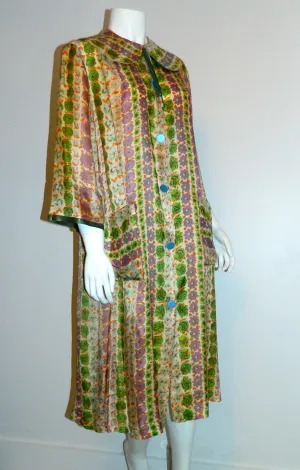 MOD 1960s Stella Fagin robe Floral Print house dress S M