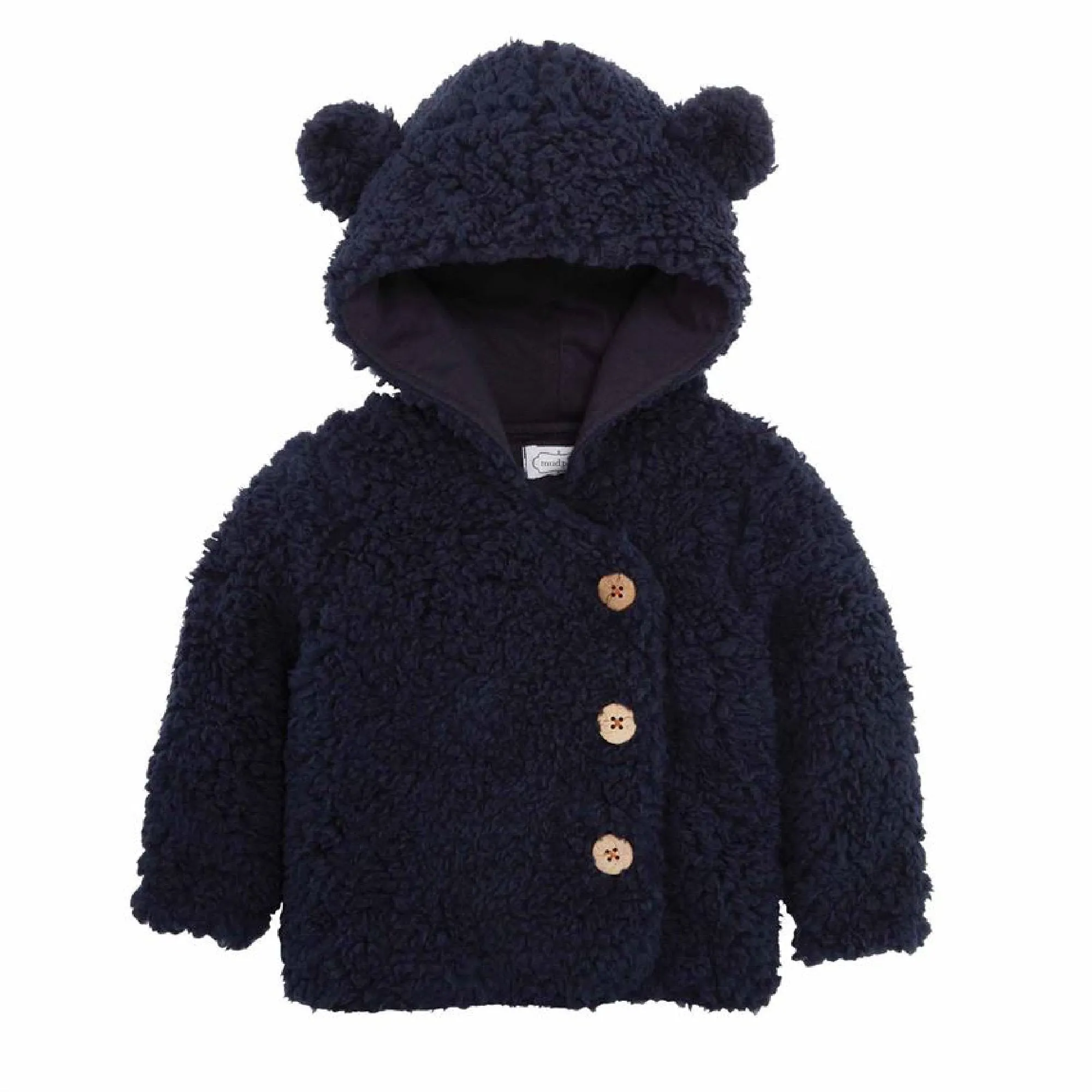 Mudpie Infant Boys Navy Sherpa Hooded Coat