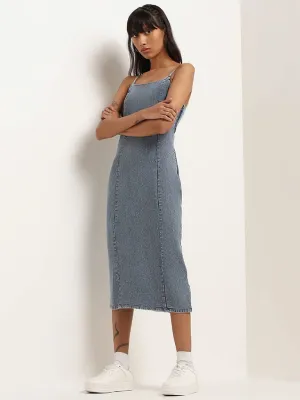 Nuon Blue Strappy Straight Denim Dress