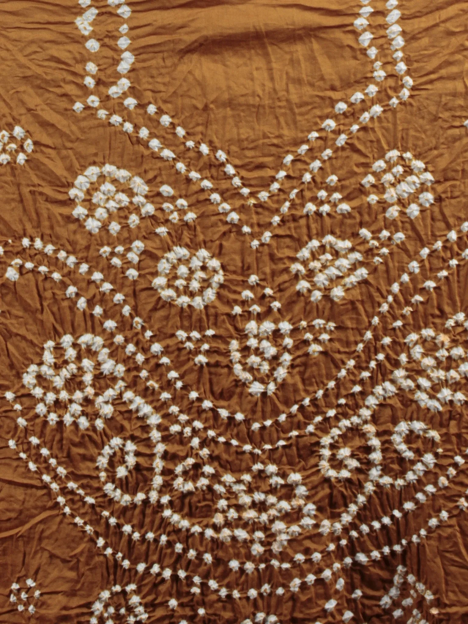 Peanut Brown Green White Hand Tie & Dye Bandhej Suit Salwar Dupatta (Set of 3)  - S16281257