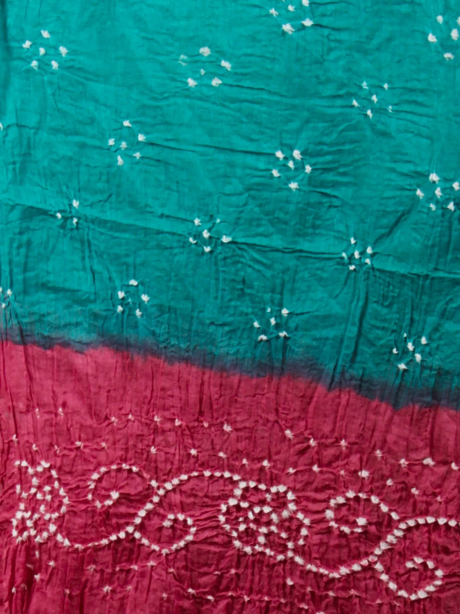 Pink Teal Green White Hand Tie & Dye Bandhej Suit Salwar Dupatta (Set of 3)  - S16281263