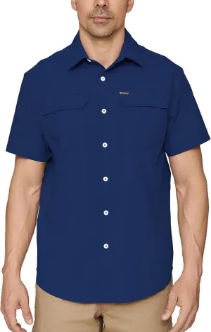 PIQIDIG Men's UPF 50  Sun Protection Shirt Short Sleeve Hiking Fishing Shirt Quick Dry for Safari Travel Button Down Shirts