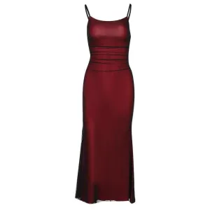 Pre Order:  Mesh Overlay Slim Fit Suspender Dress