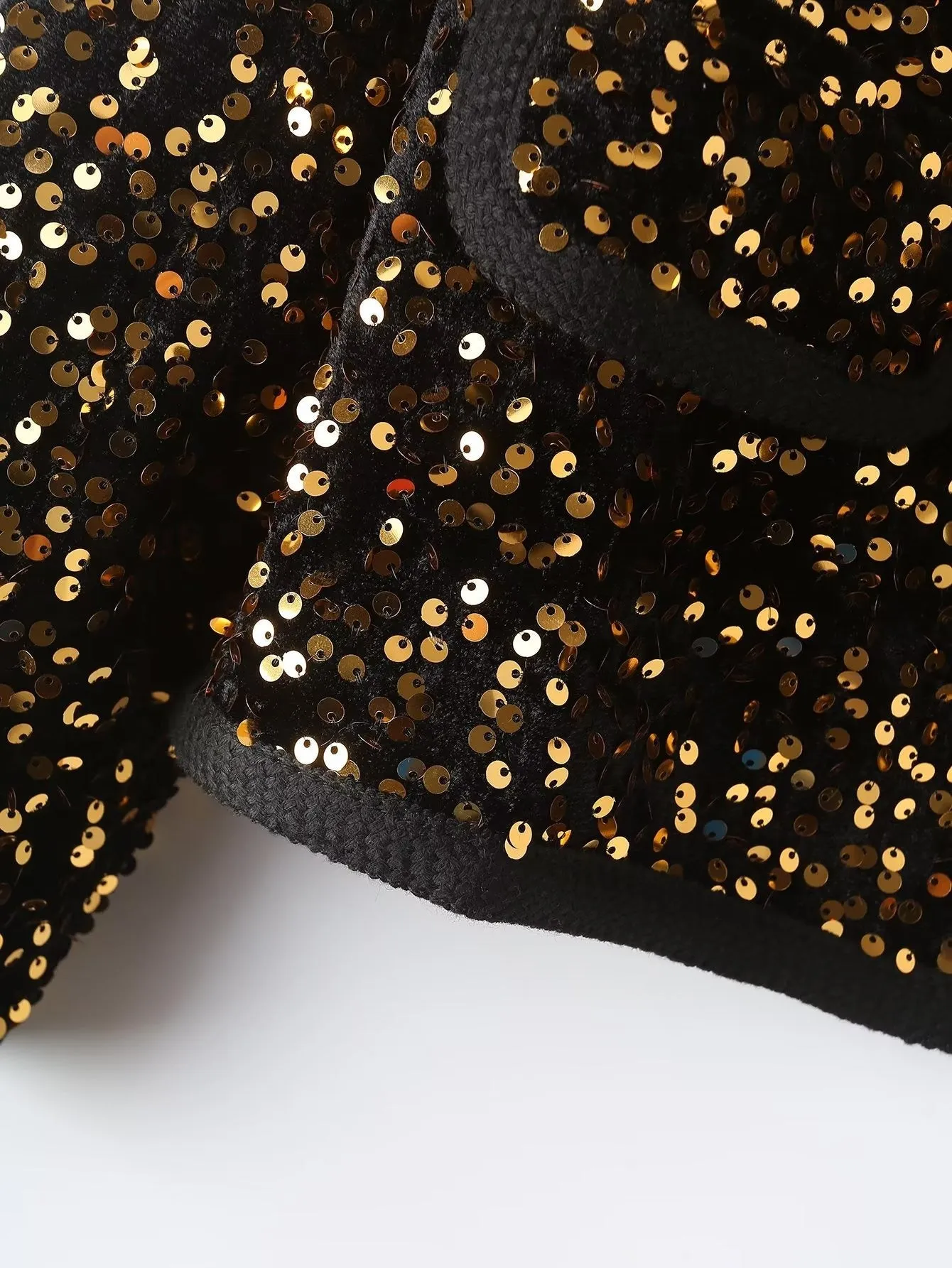 Pre Order:  Round Neck Long Sleeved Sequined Short Jacket
