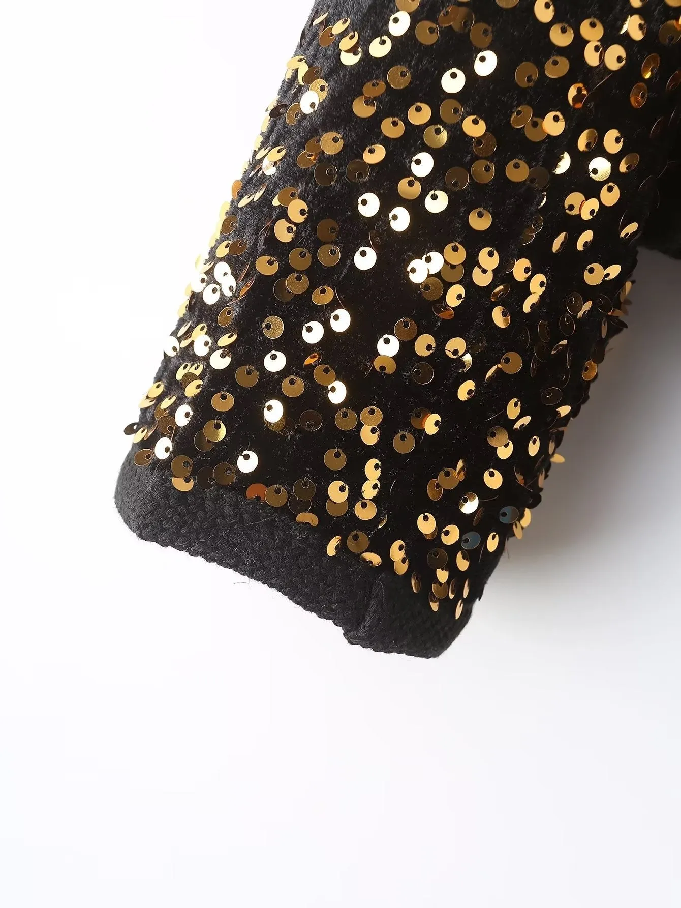Pre Order:  Round Neck Long Sleeved Sequined Short Jacket