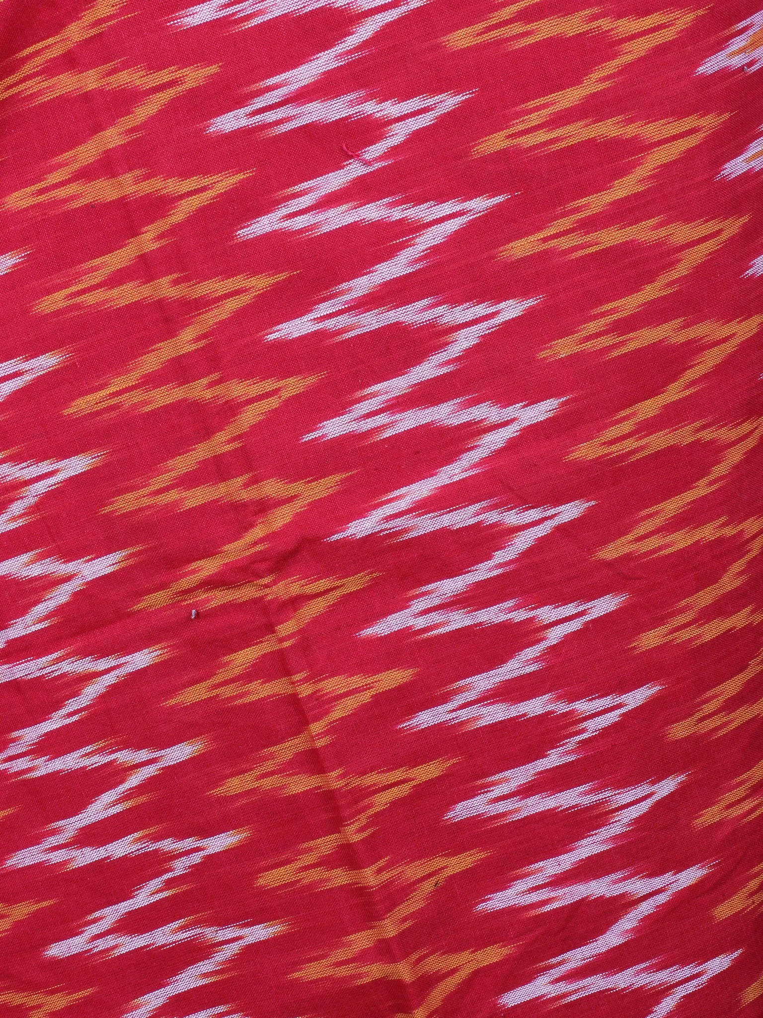 Red Yellow White Ikat Handwoven Cotton Suit Fabric Set of 3 - S1002032
