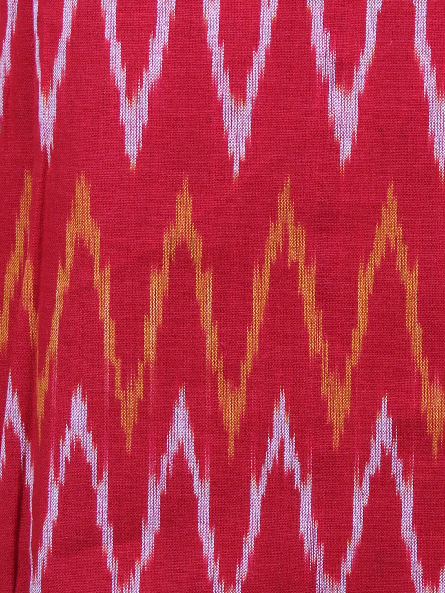 Red Yellow White Ikat Handwoven Cotton Suit Fabric Set of 3 - S1002032