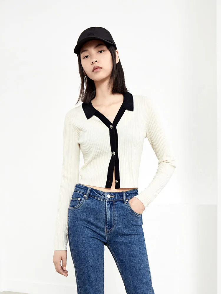 Rib-knit Crop Cardigan