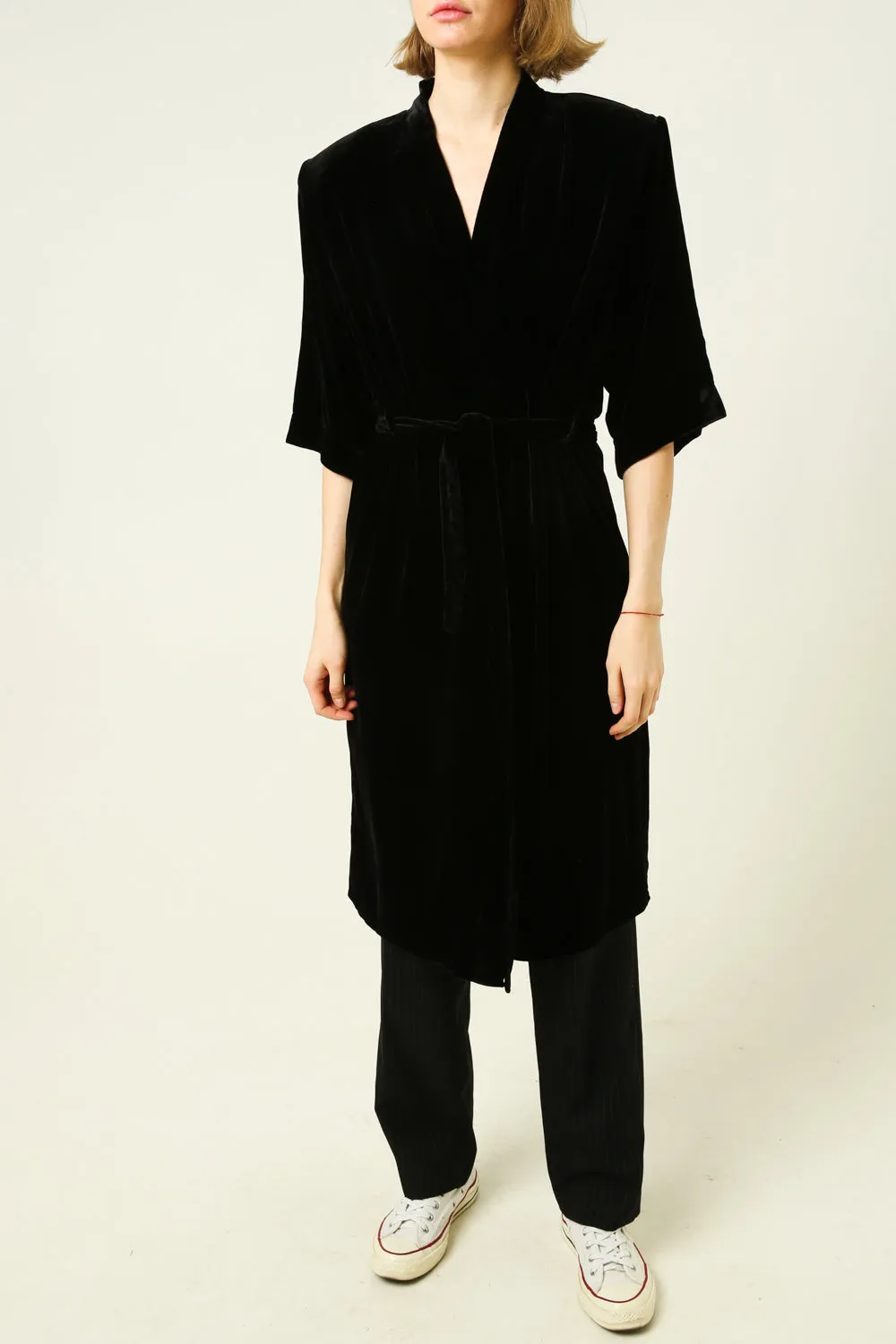 Robe with belt and 3/4 sleeves
