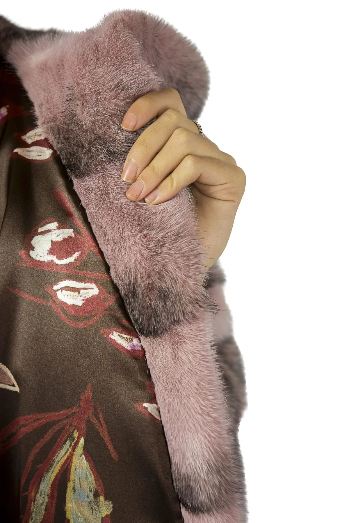 Short jacket in mink with Pink Black Cross Hoodie
