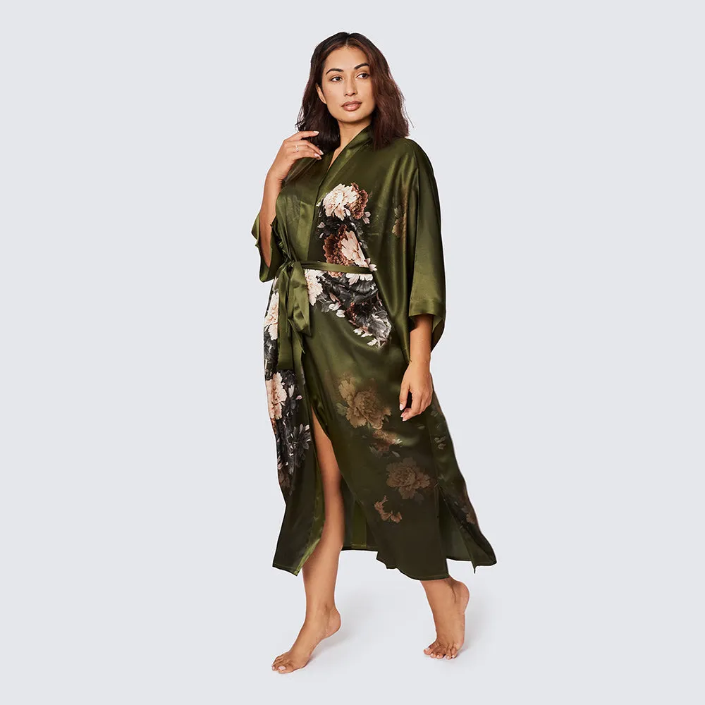 Silk Keina Long Kimono Robe (Plus Size)