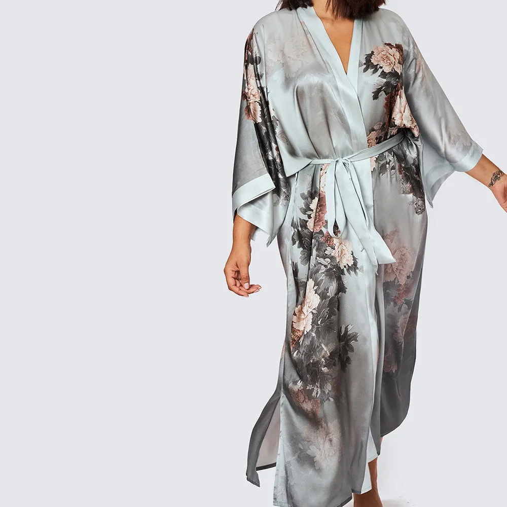 Silk Keina Long Kimono Robe (Plus Size)