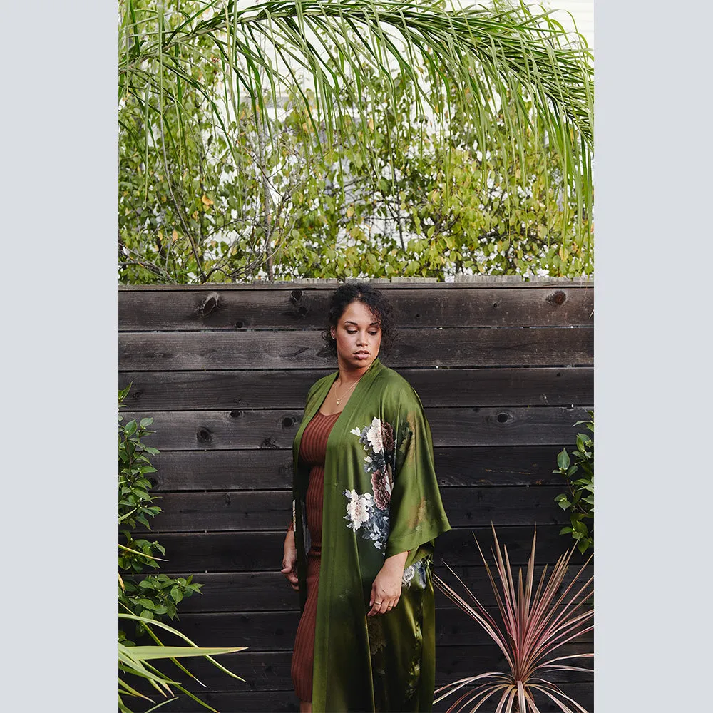 Silk Keina Long Kimono Robe (Plus Size)
