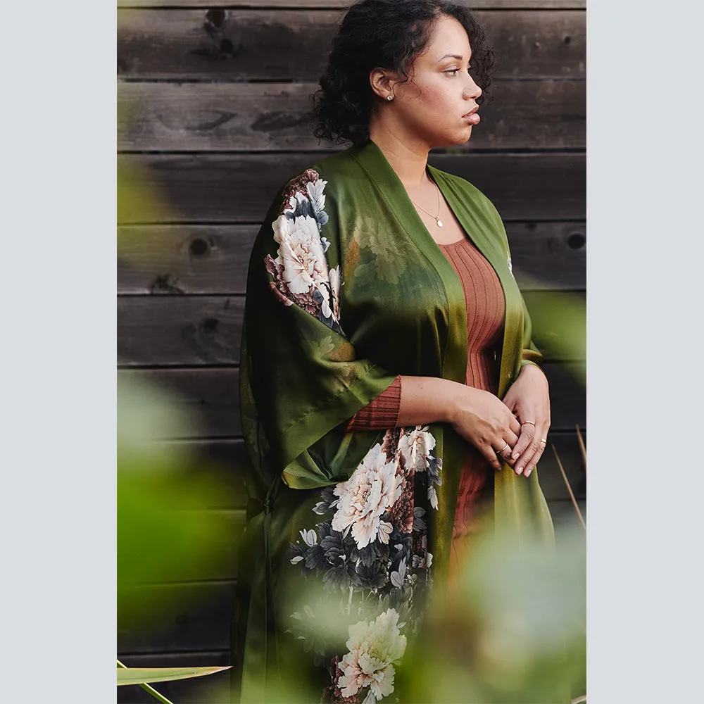 Silk Keina Long Kimono Robe (Plus Size)